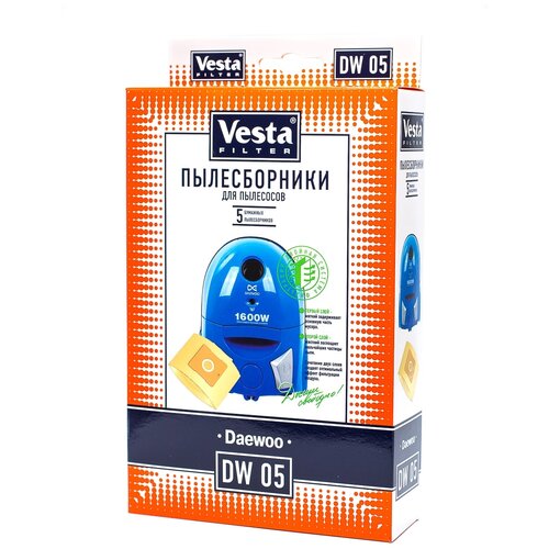 Vesta filter Бумажные пылесборники DW 05, 5 шт. vesta filter бумажные пылесборники vx 05 желтый 3 шт