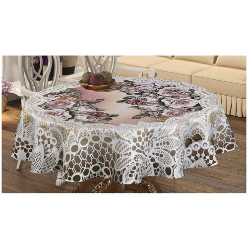 фото Скатерть do & co maldiv lux (10109) 160 см бежевый/розовый