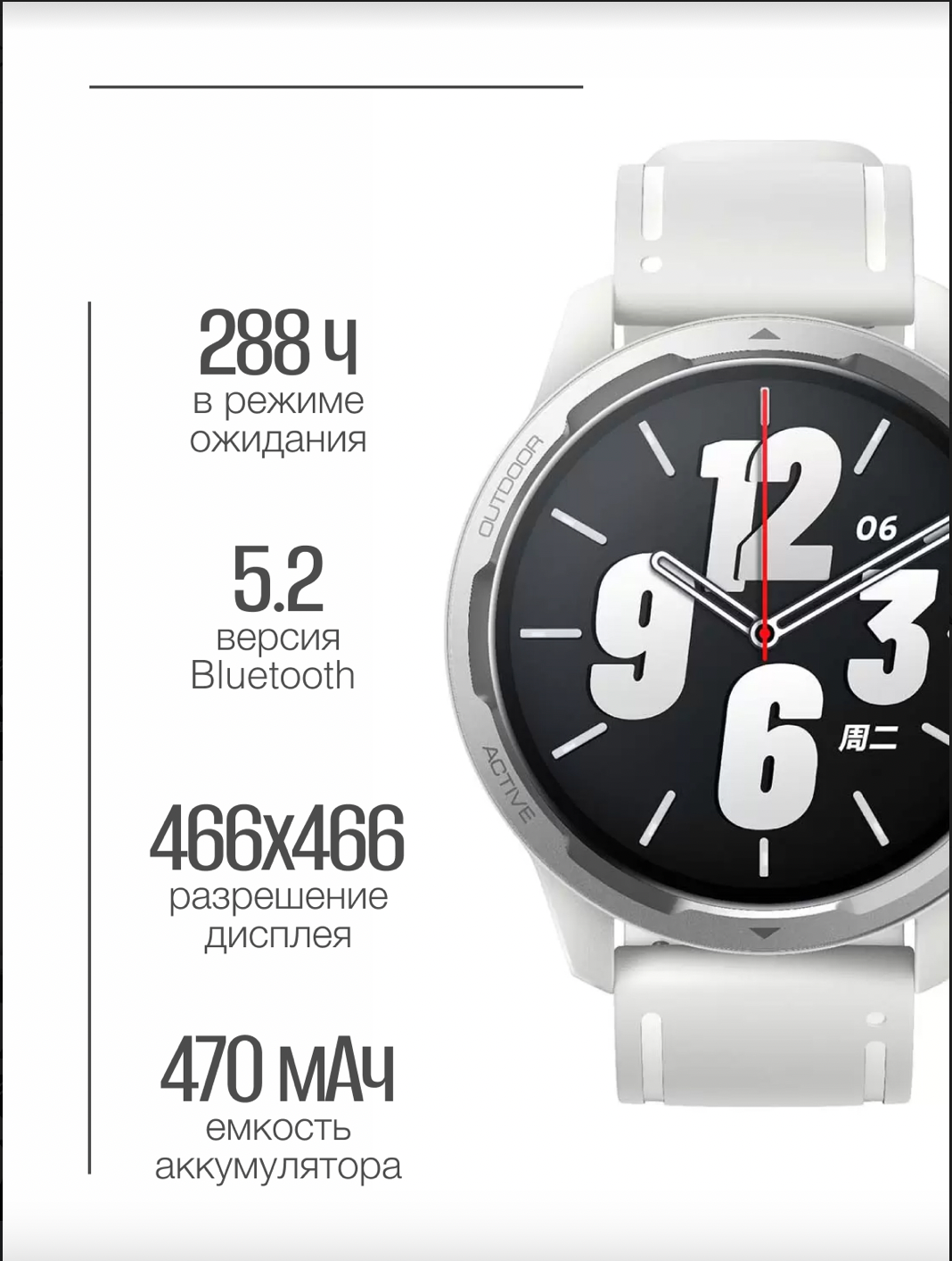 Смарт-часы Xiaomi Watch S1 Active GL Moon White BHR5381GL - фотография № 16