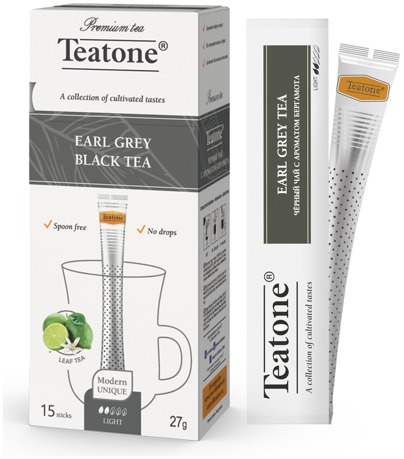 Чай чёрный с ароматом бергамота, TEATONE, в стиках, (15шт*1,8г) - фотография № 2