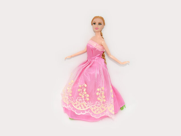 Шарнирная кукла в розовом нарядном платье с длинными волосами, 30 см