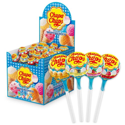 Карамель Chupa Chups со вкусом мороженого, 100шт. по 12г.