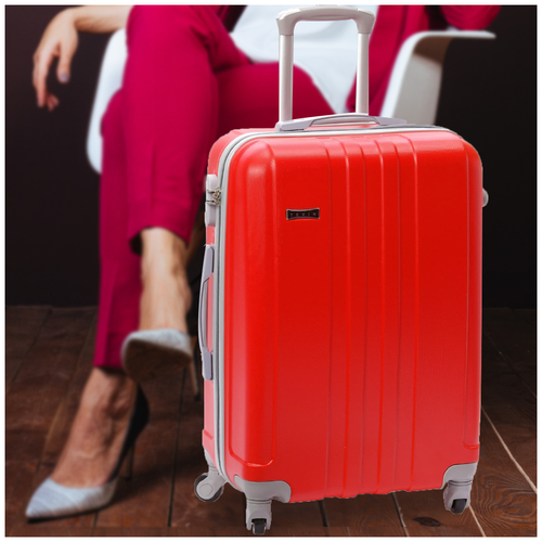фото Красный чемодан дорожный большой для путешествий 0001, размер l, 105 л tevin