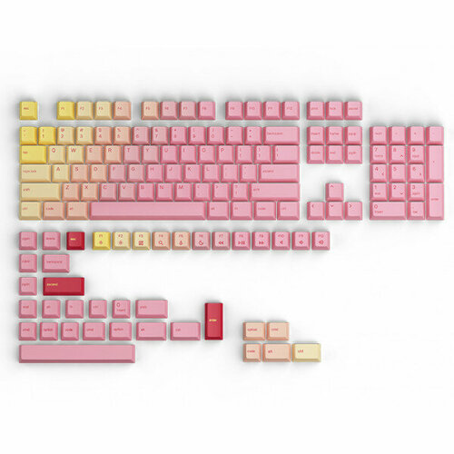 Комплект кейкапов Glorious GPBT Keycaps Forge Pink Grapefruit 137 key avocado milk keycaps pbt sublimation xda highly mechanical keyboard keycaps japanese and english full round keycaps 61