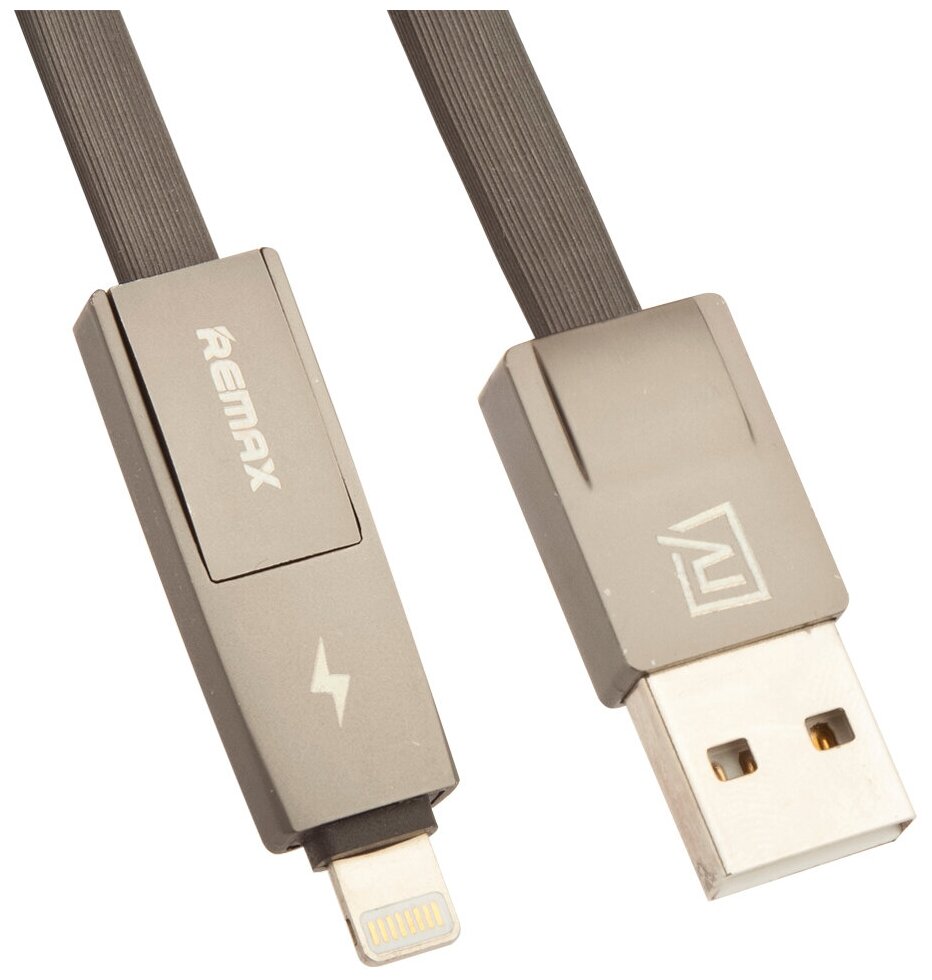 USB кабель 2в1 Remax Strive 2 in 1 Cable RC-042t Lightning 8-pin, MicroUSB, черный