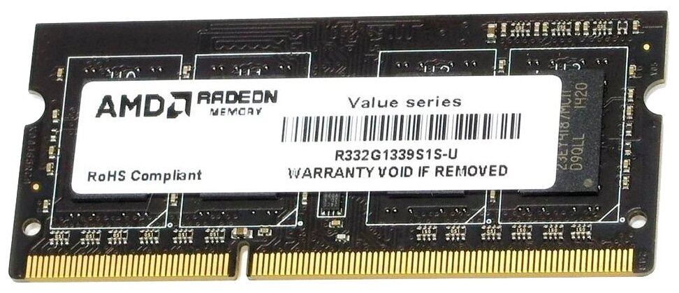 Оперативная память AMD 2 ГБ DDR3 1333 МГц SODIMM CL9 R332G1339S1S-U