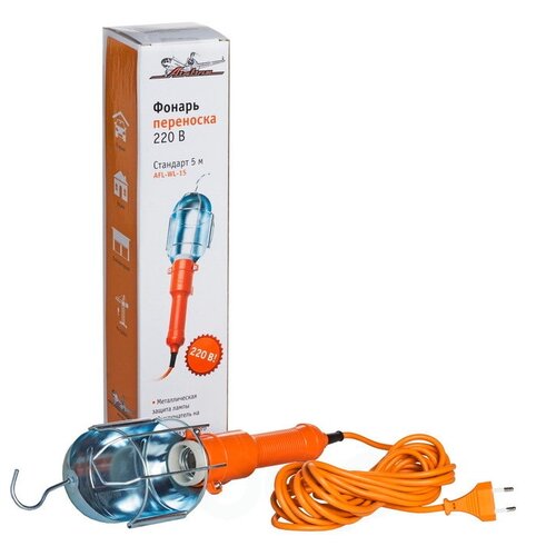 фото Фонарь переноска 220в, провод 5 м airline арт. aflwl15