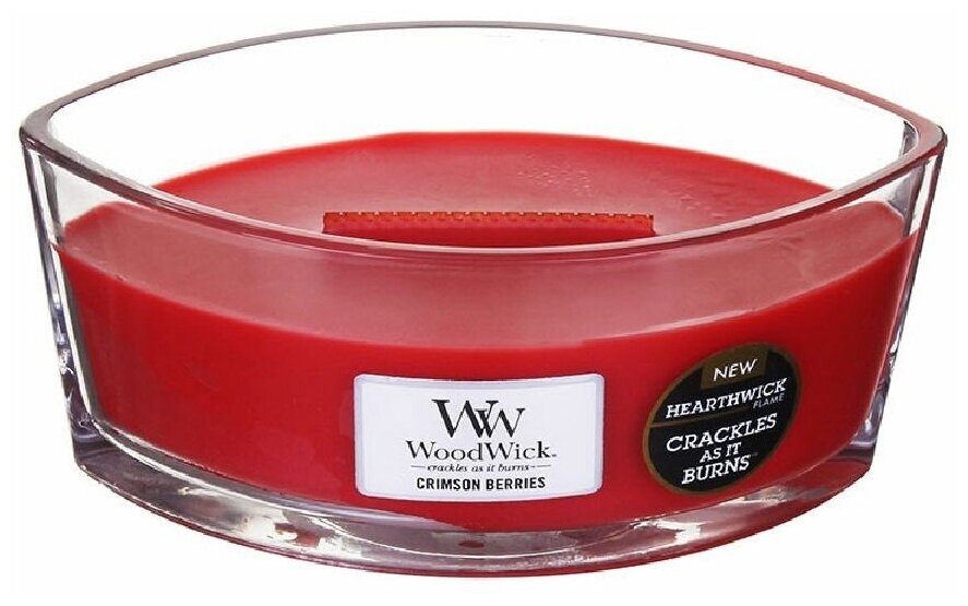 Набор свечей WoodWick Crimson Berries (76080), эллипс красный 19 см 50 часов 11 см 8.5 см набор