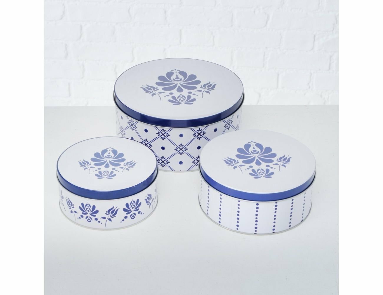 Boltze Набор металлических банок для хранения Royal Delft 14-20 см, 3 шт 2003182