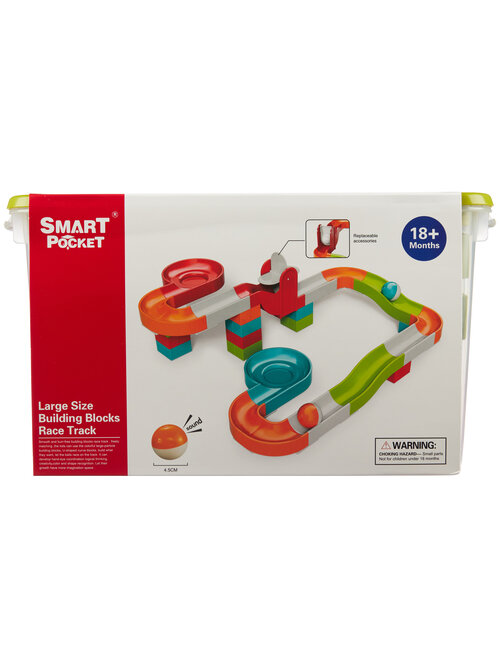 Развивающий конструктор для малышей в виде трека SMART POCKET Гоночный шар 52 эл., с 18 месяцев, с крупными блоками