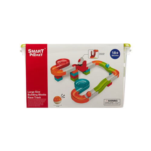 Развивающий конструктор для малышей в виде трека SMART POCKET Гоночный шар 52 эл., с 18 месяцев, с крупными блоками