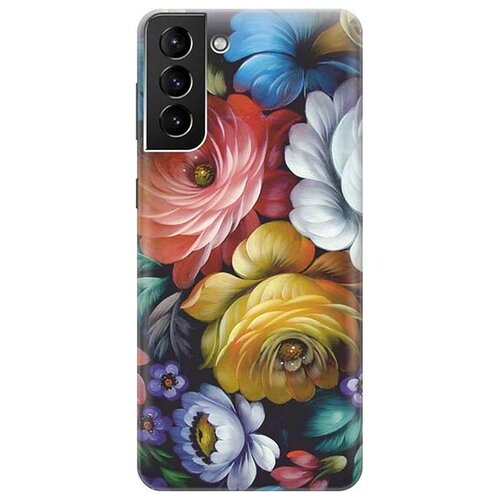 Чехол - накладка ArtColor для Samsung Galaxy S21 Plus с принтом Цветочная роспись чехол накладка artcolor для samsung galaxy a20s с принтом цветочная роспись