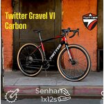 Велосипед Twitter Gravel V1 Full-hydr Carbon, 9.6 кг, 700х40с гревел шоссейный взрослый, 51 см 12 скоростей, цвет серый - изображение