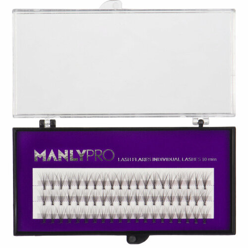 Ресницы Manly Pro RP04, пучковые, искусственные, шелковые, чёрные, 10мм