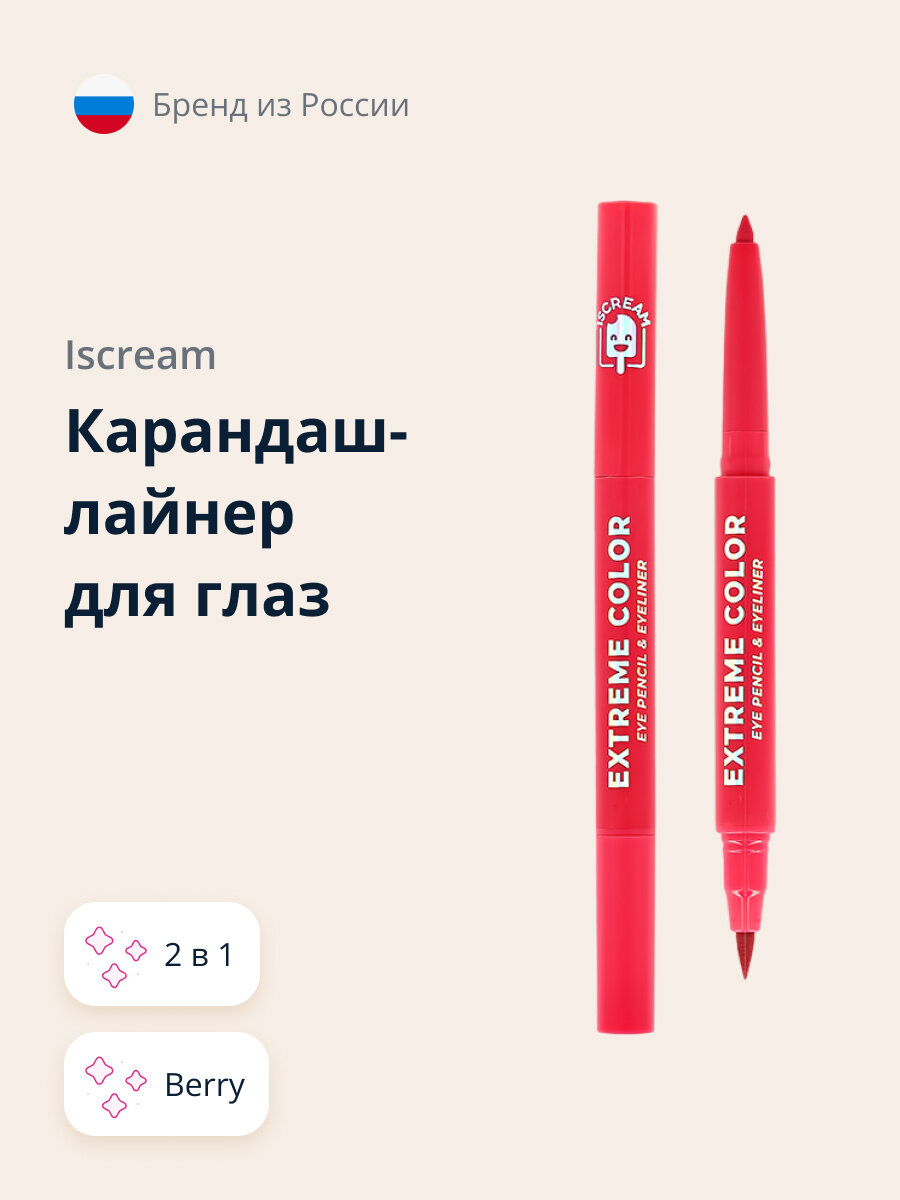 Карандаш-лайнер для глаз ISCREAM EXTREME COLOR 2 в 1 (berry)