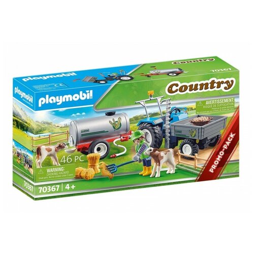 фото Набор с элементами конструктора playmobil country 70367 погрузочный трактор с баком для воды