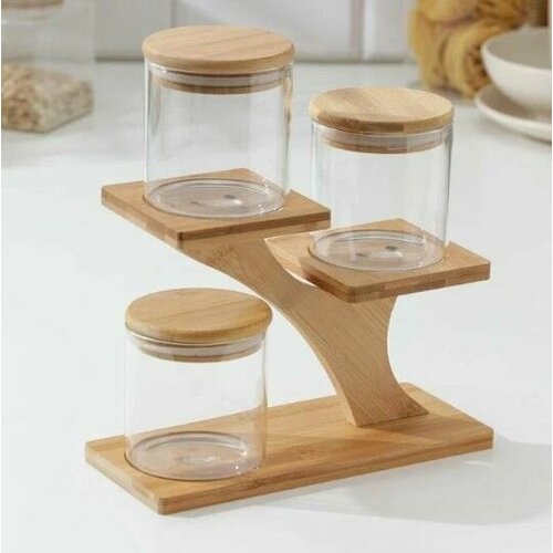 Баночки для специй 3 шт на подставке 1082₽