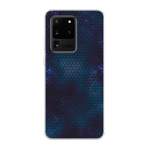 Силиконовый чехол на Samsung Galaxy S20 Ultra / Самсунг Галакси S20 Ультра Фон соты синие