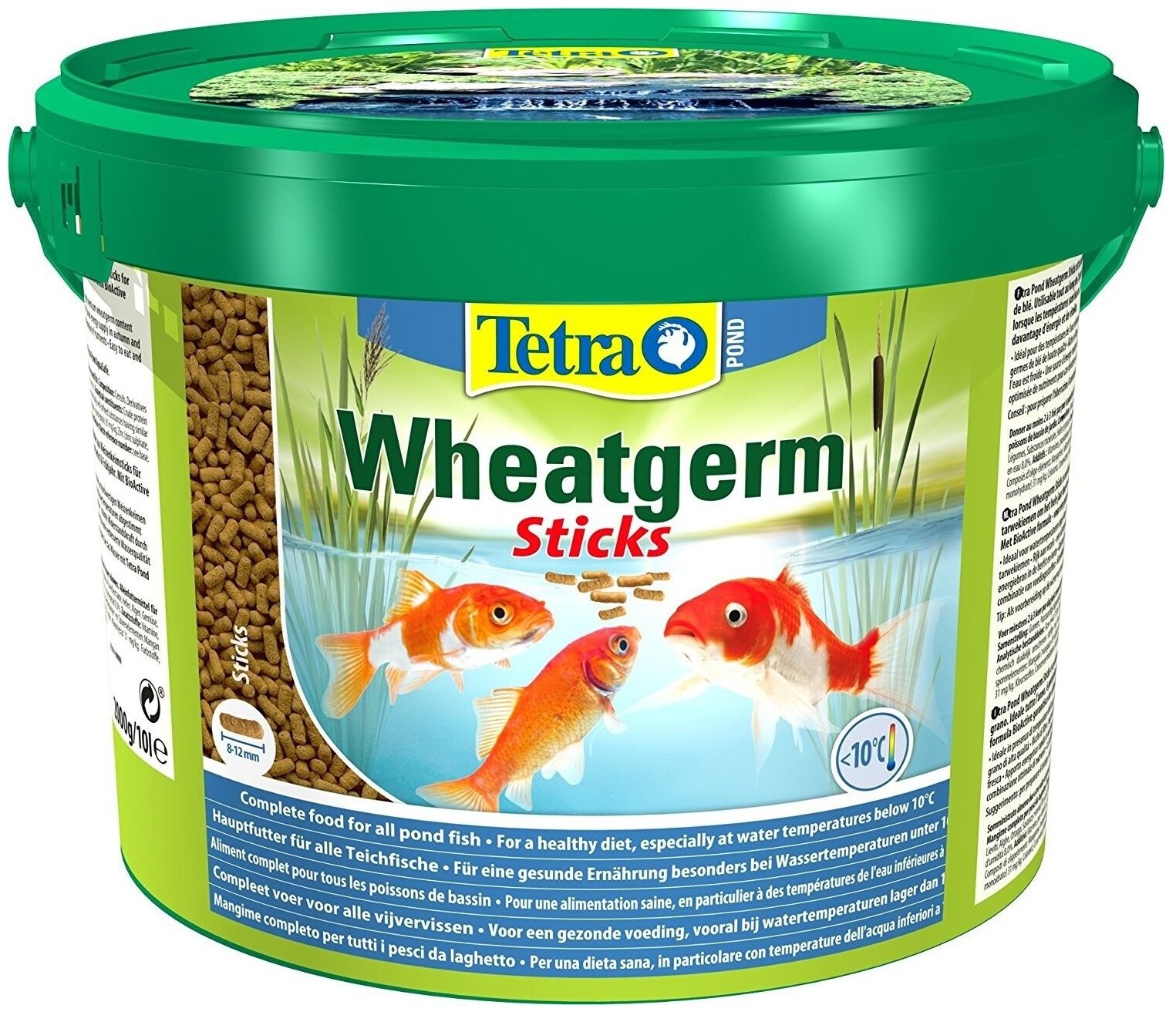 Корм для прудовых рыб Tetra Pond Wheatgerm Sticks 10 л, палочки для кормления прудовых рыб при температурах ниже 10 градусов