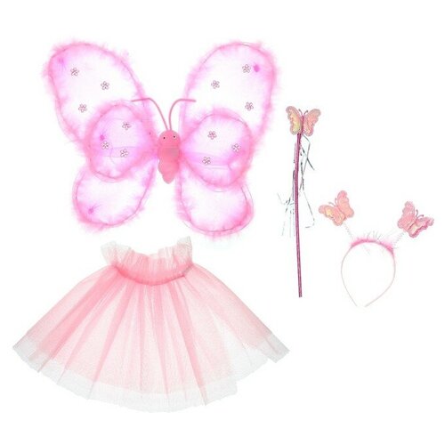 фото Карнавальный набор "фея" 4 предмета: крылья, жезл, юбка, ободок 3-5 лет 3502562 сима-ленд
