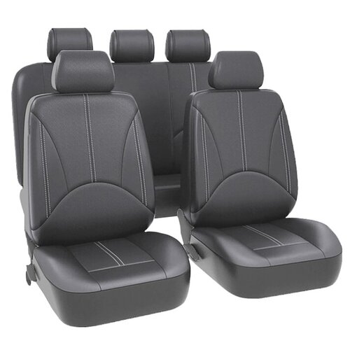 фото Чехлы универсальные на автомобильные сиденья, комплект "elite", экокожа, серые kraft