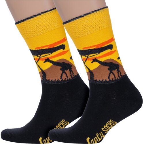 Носки PARA socks, 2 пары, размер 41-45, черный, желтый