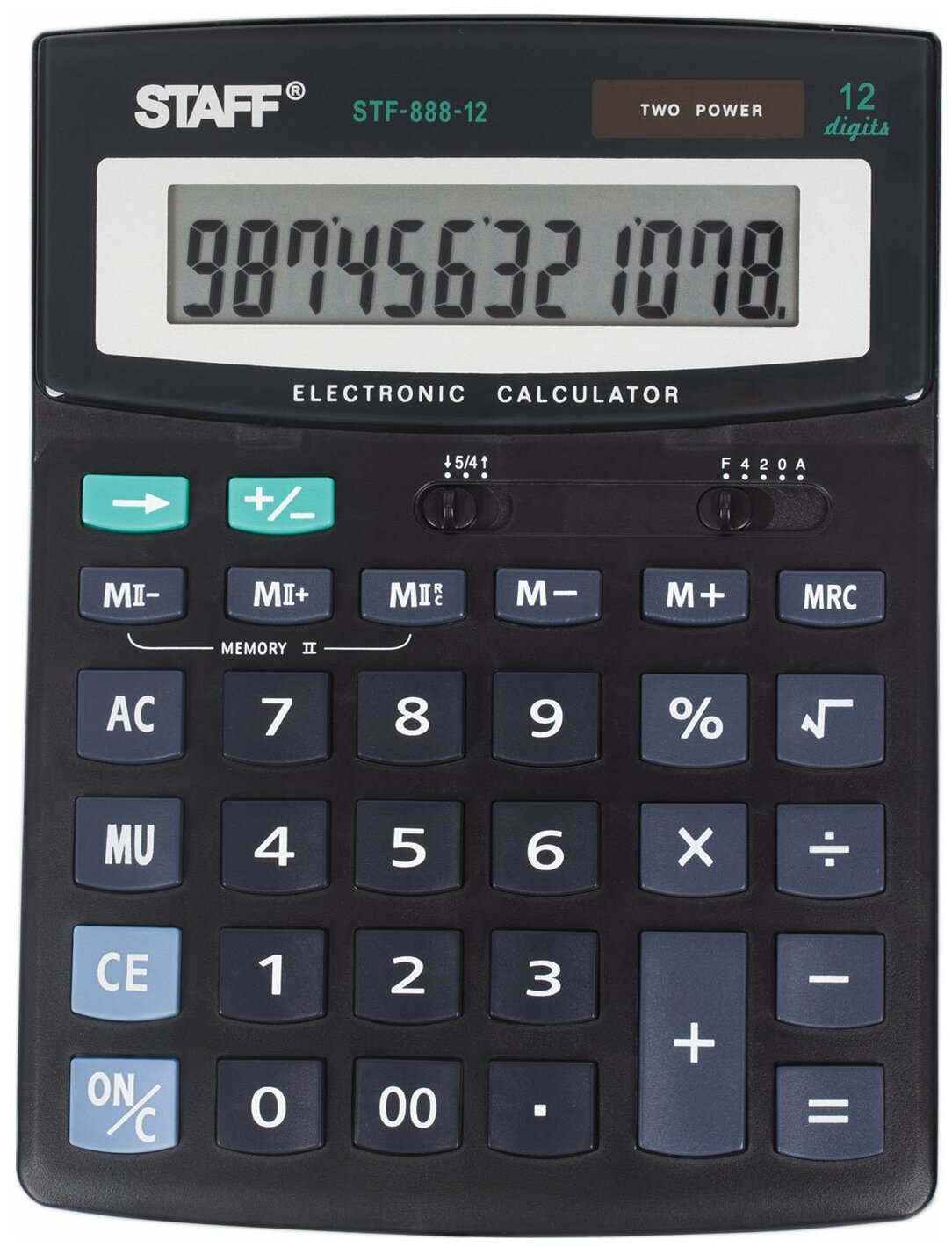 Калькулятор настольный STAFF STF-888-12 (200х150 мм), 12 разрядов, двойное питание, 250149