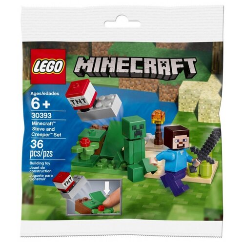 конструктор lego minecraft 21156 крипер и оцелот 184 дет LEGO Minecraft 30393 Стив и Крипер, 36 дет.