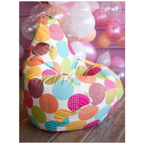 фото Детское кресло мешок шарики разноцветный xxl велюр puff spb