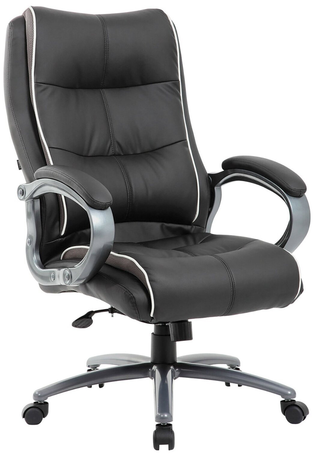 Компьютерное кресло BRABIX PREMIUM Strong HD-009, нагрузка до 200 кг, экокожа черная, ткань серая, 531945