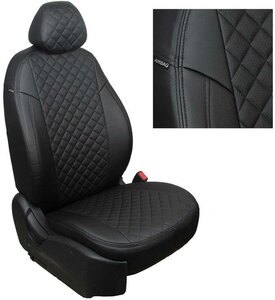 Чехлы на автомобильные сидения Автопилот для Chery Tiggo 7 / Pro / ProMax с 16г. (Экокожа ромб, Черный + Черный)