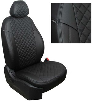 Чехлы на автомобильные сидения Автопилот для Газель NEXT (3 места) c 13г. (Экокожа ромб, Черный + Черный)