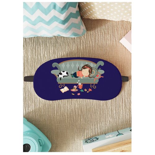 фото Маска для сна joyarty "девочка с котом пьют чай"