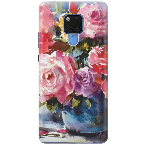 фото Re:paчехол - накладка artcolor для huawei mate 20 x с принтом "акварельный букет цветов"