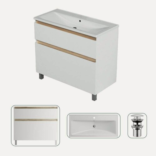 Изображение товара Тумба для ванной AM.PM X-Joy, с раковиной, белая, 100х77х81см, 2 выдвижных ящика