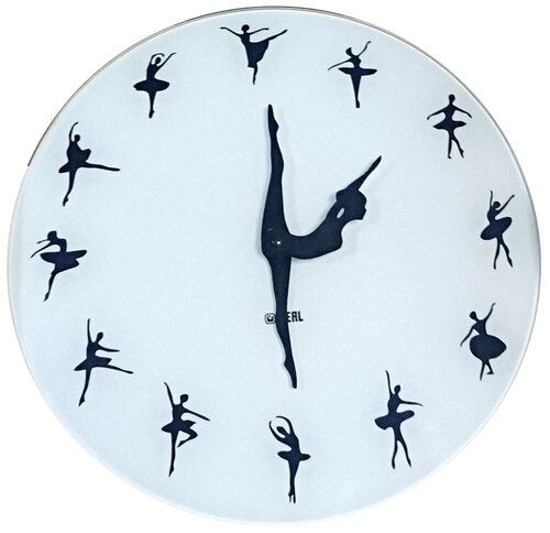 Часы настенные кварцевые Идеал Ballet-Dancer-Modern-Wall-Clock белый/черный светлый 28 см