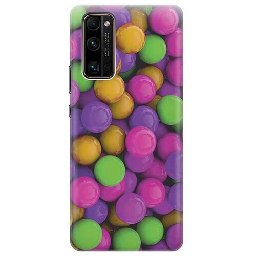 фото Ультратонкий силиконовый чехол-накладка для honor 30 pro+ с принтом "разноцветные драже" gosso