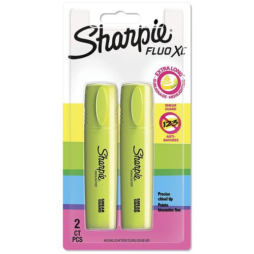 Sharpie набор желтых тесктовыделителей Fluo XL, 2 шт., желтый, 2 шт.