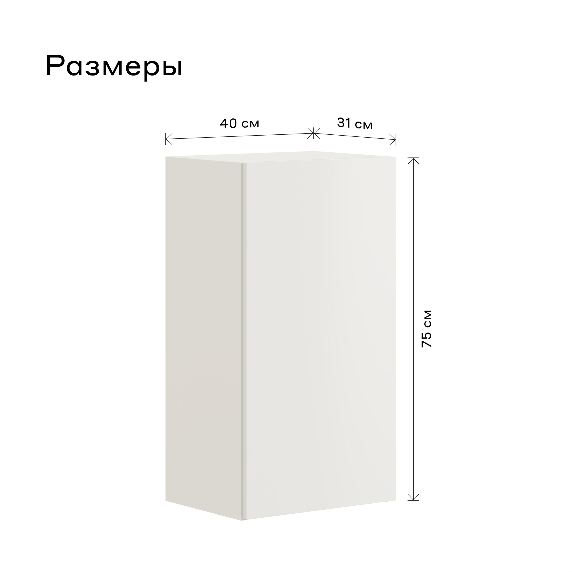 Кухонный модуль навесной шкаф Pragma Elinda, ШхГхВ 40х31х75 см, без ручки, ЛДСП, белый — фото 1