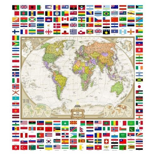 Фотообои РФ Карта мира с флагами размер ШхВ 210x230 см 3900₽