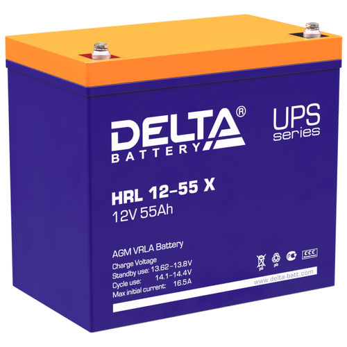 Аккумуляторная батарея DELTA Battery HRL 12-55 X 12В 55 А·ч аккумуляторная батарея delta battery hrl 12 7 2 12в 7 2 а·ч