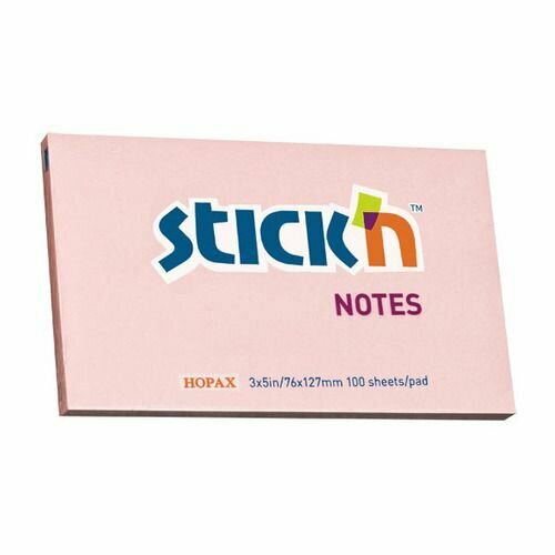 Блок самоклеящийся бумажный STICK`N 21154, 76x127, 100 л, пастель, розовый