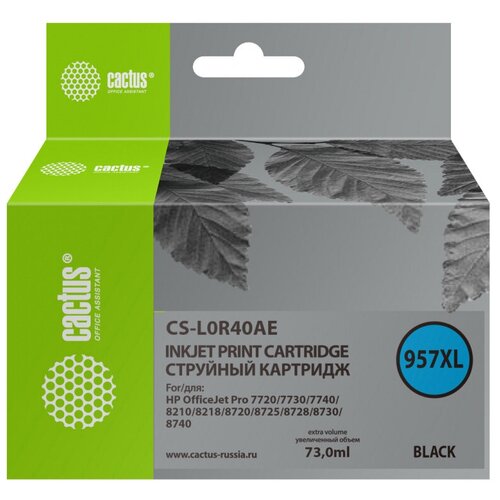 Cartridge ink Cactus 957XL CS-L0R40AE black (73ml) for HP OfficeJet 8210/8218/8720/8725/8730