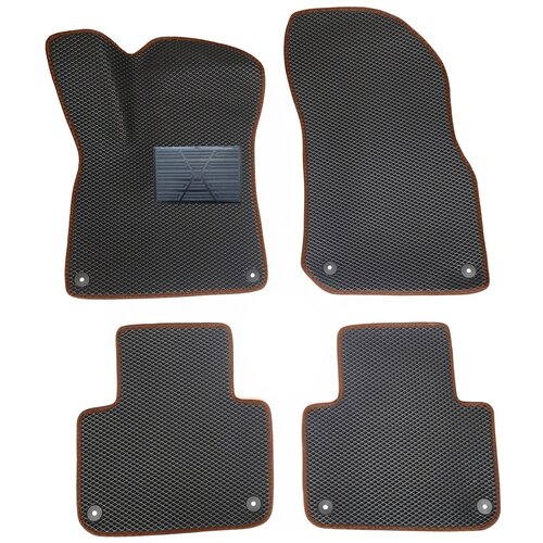 фото Автомобильные коврики салона autodefender eva c пластиковым подпятником для volkswagen touareg (gp) 2002 - 2010 (комплект 5 шт.) черный ромб с коричневым кантом