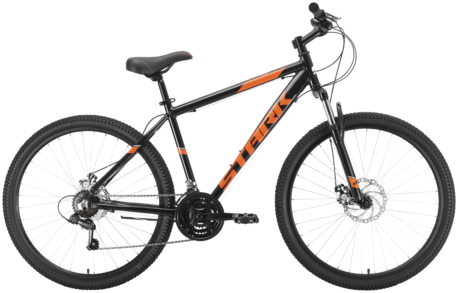 Горный (MTB) велосипед STARK Tank 27.1 D (2021) черный/оранжевый 16" (требует финальной сборки)