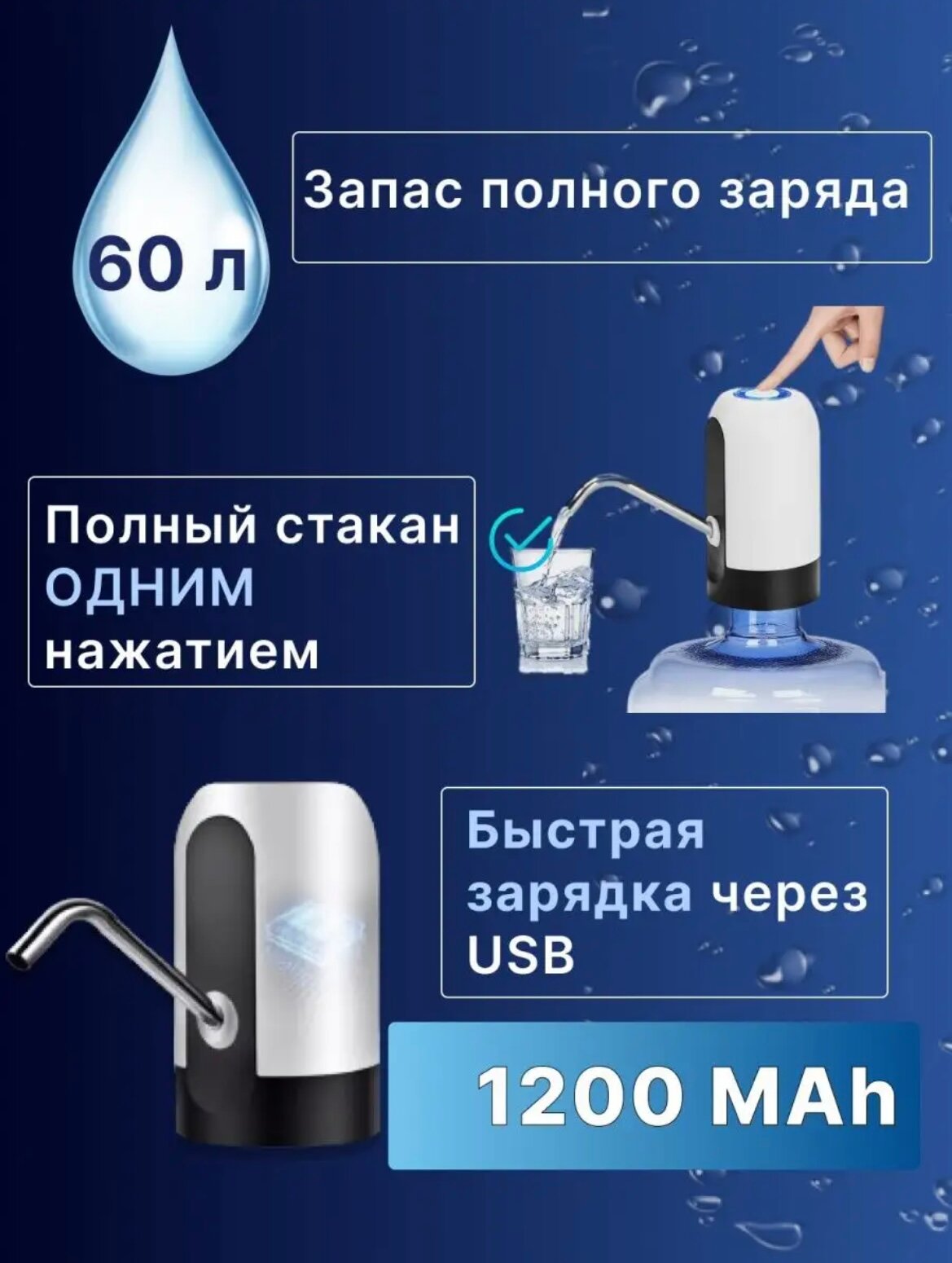 Помпа электрическая для воды 19 литров+Авторский магнит AlexShoping на холодильник - фотография № 2