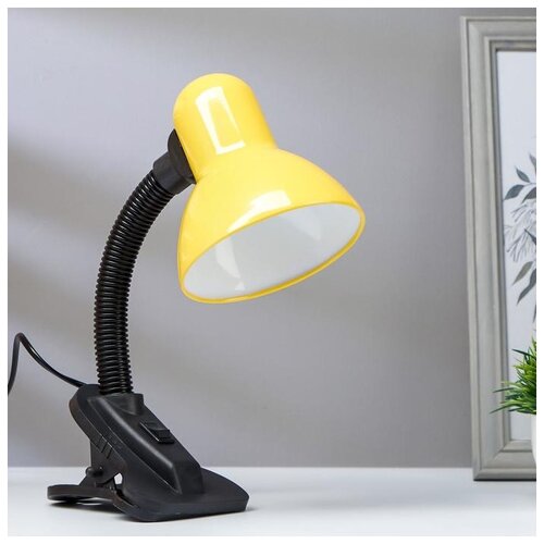 фото Лампа настольная уютель на прищепке, светодиодная, 8 вт, led, 750 лм, шнур 1,5 м, желтая