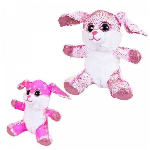 Мягкая игрушка ABtoys Кролик с пайетками, 15 см, розовый