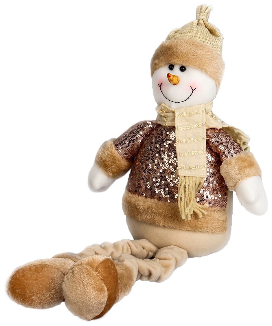 Мягкая игрушка Зимнее волшебство Снеговик в пайетках - длинные ножки