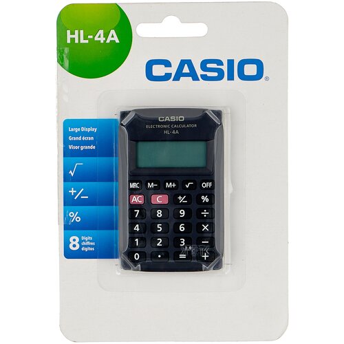 Калькулятор карманный CASIO HL-4A-S черный